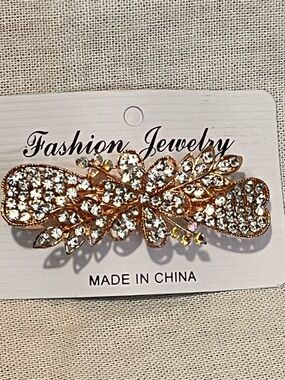 Fashion Jewelry Gold Crystal Leaf Hair Clip
